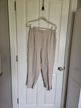 FLAX 100% Linen Tan Crop Pantd